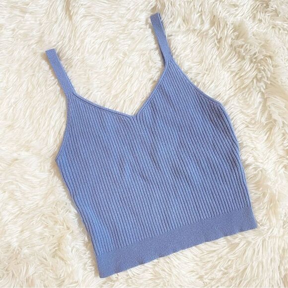 Abercrombie & Fitch Blue Ribbed Knit Tank - Picture 1 of 4